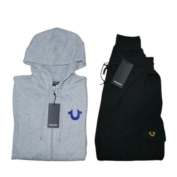 Men's Size L True Religion Sweatsuit Fleece 2 Piece Tracksuit Horshoe Logo NWT - Picture 7 of 7